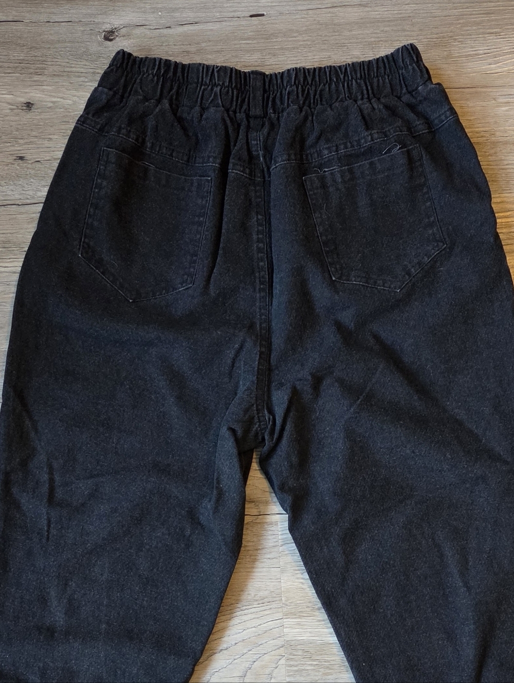 Vintage 90s black baggy barrel joggers denim jeans with stretch elastic waist - Picture 5 of 7